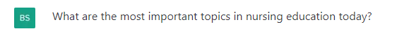 a ChatGPT Query asking what the most critical topics in nursing are today